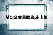 梦幻公益单职业pk卡位