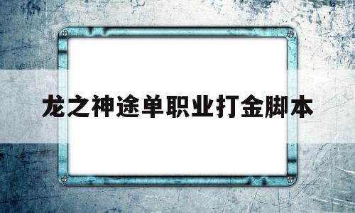 龙之神途单职业打金脚本