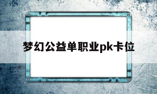 梦幻公益单职业pk卡位